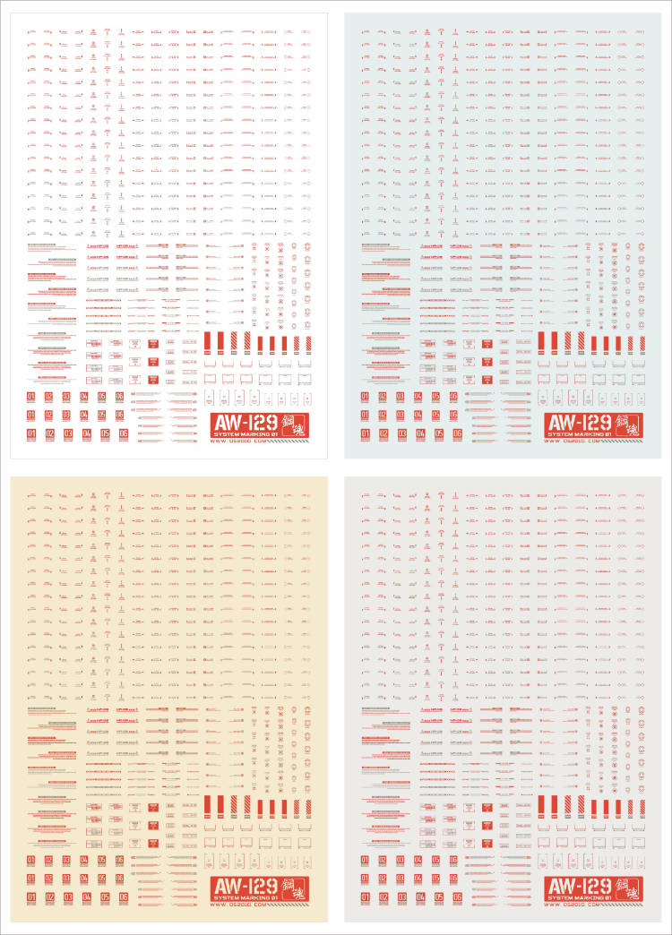 SteelSpirit AW-129 Water Sliced Decals Red