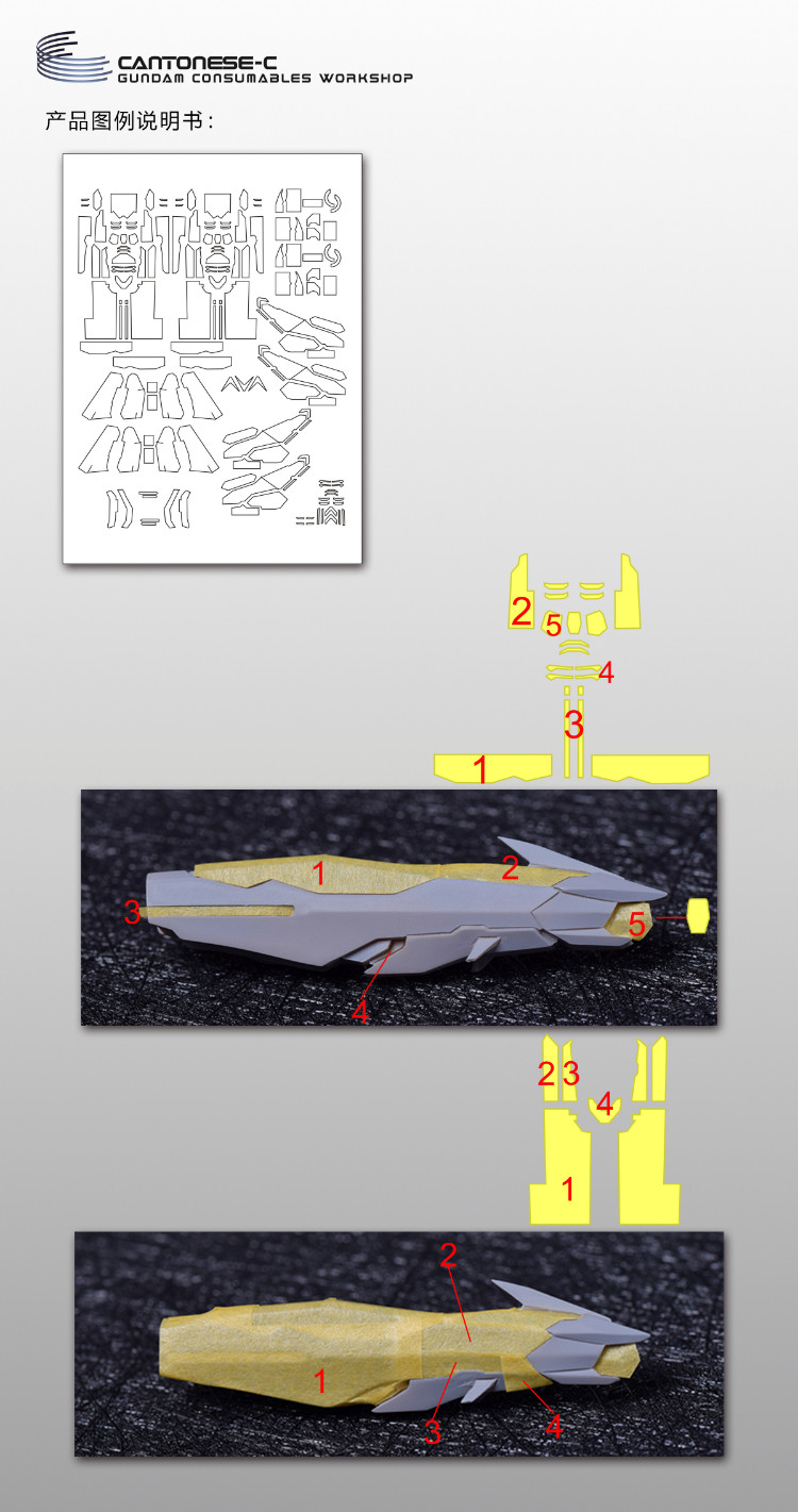 Cantonese.C Studio Precut Masking Tape For Fortune Meow's Justice Gundam Set