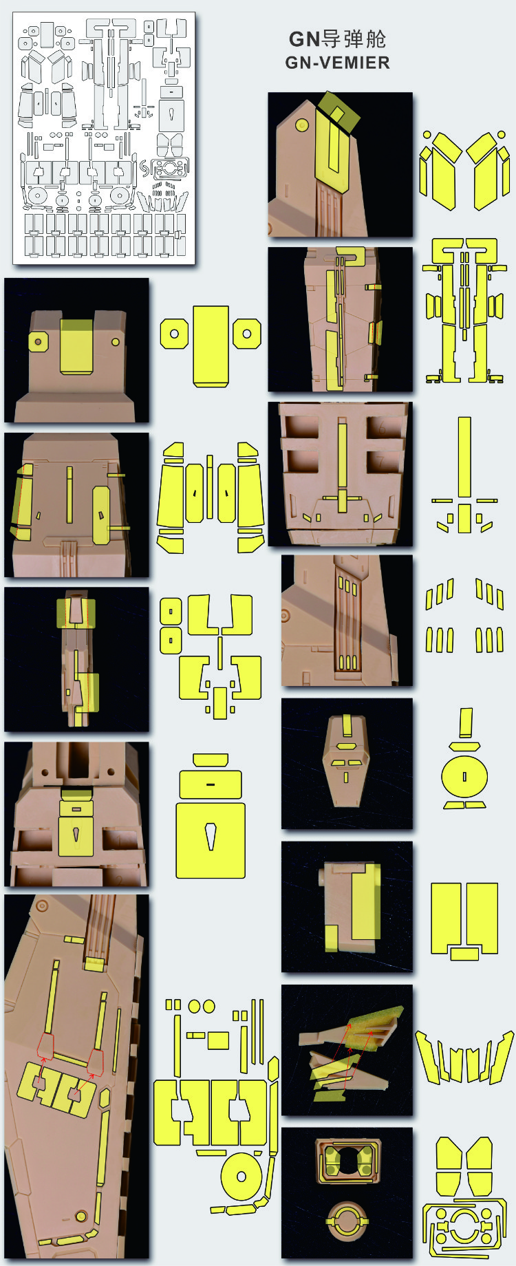 Cantonese.C Studio Precut Masking Tape For Fortune Meow's Kyrios Gundam Tail Unit Expansion Set